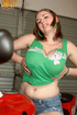 green top brunette masturbates