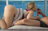 blonde bombshell makes out