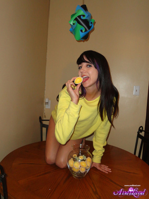 Yellow top and black pants brunette teas - XXX Dessert - Picture 7