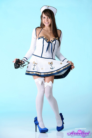 Sailor outfit brunette showing her pussy - Picture 2