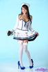Sailor outfit brunette showing her pussy and asshole on the floor