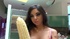 Brunette fucks her pussy with corn, cucumbers and carrots