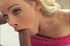 Hot blonde with big tits chokes on some cock while on her knees
