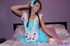 exciting brunette wearing milk