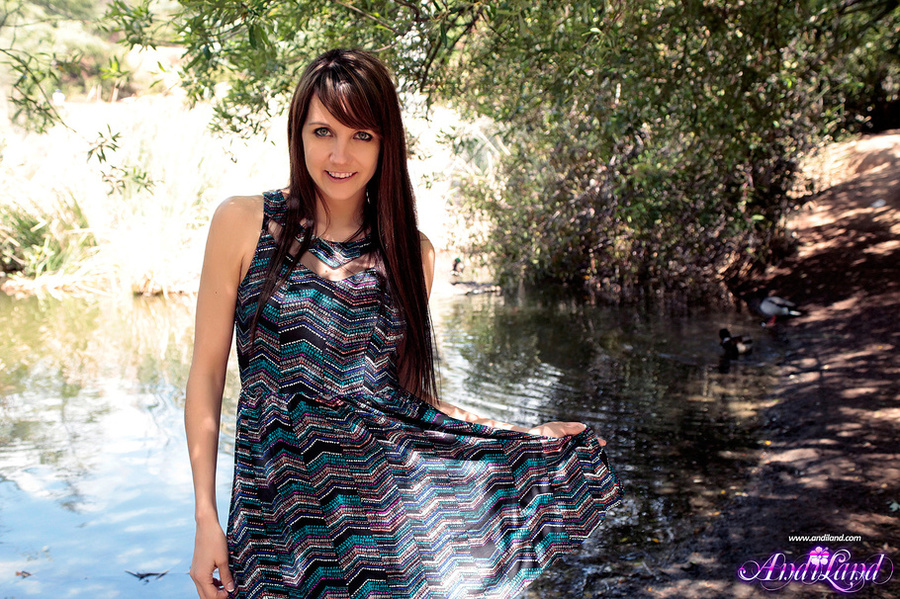 Innocent brunette sirs on a wooden bench an - XXX Dessert - Picture 10