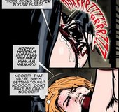 Busty leather-clad dominatrix torturing her blonde slave.Prison Horror