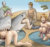 Girls getting raped by tentacles, snaked and presumably sharks.Slave Fair