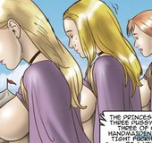 Busty blonde queen slave gets covered in jizz.Slave Fair Year Three By