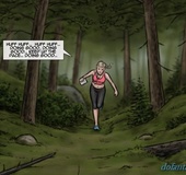 Tight pants jogger running in the forest.Hunting Season By Slasher