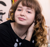 Dazzling teen goes kinky as she poses naked in bed.