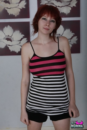 Big tits mom and redhead cutie in striped dress got nude and licking each other pussies - XXXonXXX - Pic 6