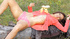 pierced belly brunette exposing