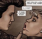 Creepy Elvis Presley kissing her cum-covered lips. Enslaved Without A