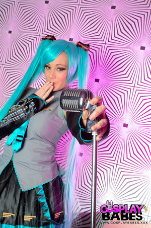 Blue hair in pigtails, she sings and pos - XXX Dessert - Picture 14