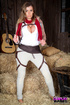 Hanging out in the barn, this cunt gets off, posing next to an acoustic
