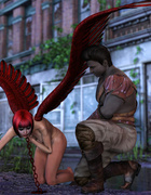 Redhead slut asked to suck a black cock