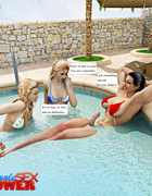 Two elegant girls are having five star sex with a shemale