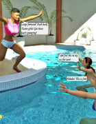 Alluring swimmer with hard dick and two cock-sucking hookers