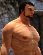 Muscled man nicely pounds a slender big-boobed trap