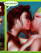 Stunning transsexual bangs a lustful female underwater
