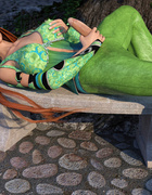 3D shemale goddess fucks outdoors in the garden