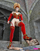 Five star sex queen with red lash and two submissive slaves