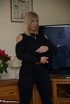 blonde milf black outfit