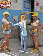 Big-cocked ladyboys double-penetrated a busty female