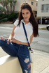 cute brunette shows her