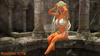 Red-skinned 3D Satan realizes blonde's desires