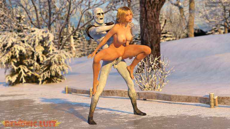 Busty blonde queen gets nailed by snow monster - Picture 5