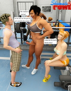 Blonde gets banged in the gym by shemale and her bf