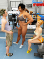 Blonde gets banged in the gym by shemale - Picture 3