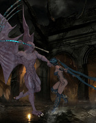 Brutal demons with wings banged a princess in the chapel