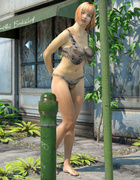 Angry 3D beast and a long legged mademoiselle