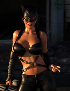 Super-woman and cat-woman with cock have awesome 3D sex