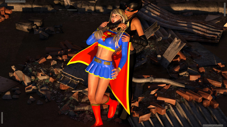 Super-woman and cat-woman with cock have awesome 3D - Picture 2