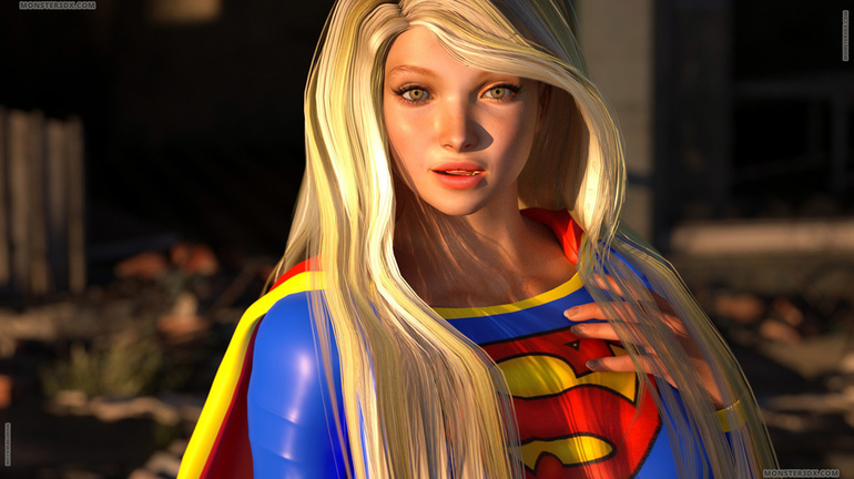 3D cat-woman cums on the face of a lustful super-girl - Picture 1
