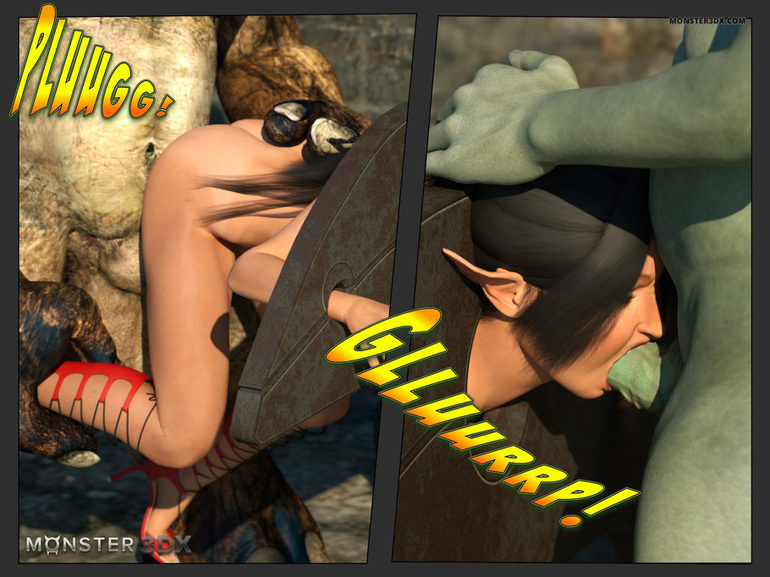 Brutal diabolic creatures treats a slender brunette - Picture 4