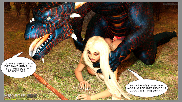 3D dragon with candent cock bangs a busty blonde - Picture 2