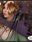 3D alien pounds an elegant mademoiselle on the table