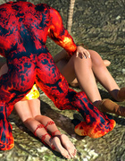 Volcano monster nailed two submissive young pixies