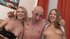 High heels wearing girlfriends take turns fucking a guy