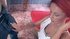 White panties redhead gets her asshole fucked on a couch
