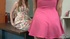 Two lesbian students making out and scissoring on a desk