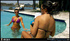 Curvaceous reality star in a skimpy blue bikini gets a sexy spray tan