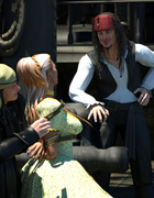 Submissive interracial 3D whores fucks on the ship