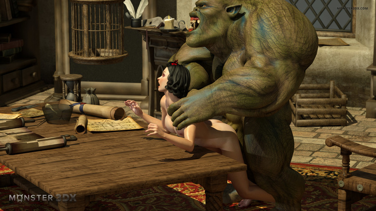 Green monster pounds a lustful as fuck 3D brunette - Picture 6