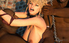 Handcuffed blonde bangs with brutal black sausages