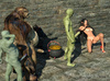 Busty pixie impaled hard by couple of 3D monsters